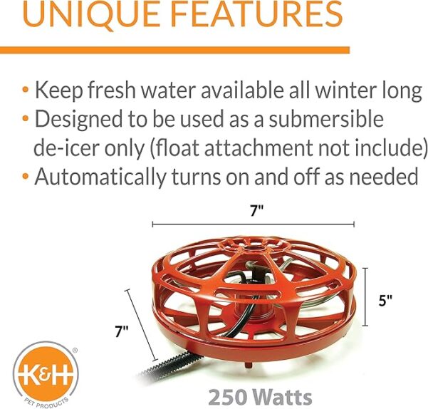 K&H Pet Products Submersible Ultimate Pail & Bucket Water Deicer, 250 Watts - Image 4