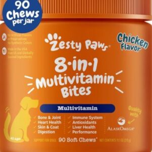 Zesty Paws Dental Bones for Small Dogs – Tartar, Plaque & Breath Support (28 Ct)