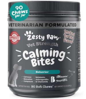 Zesty Paws: Vet Strength Calming Chews for Dogs – Smoked Turkey Flavor, 90 Count