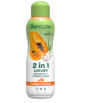 TropiClean 2-in-1 Shampoo & Conditioner – Papaya Scent, 20 oz